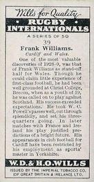 1929 Wills's Rugby Internationals #39 Frank Williams Back